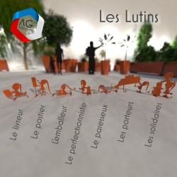 Les lutin du pere Noel, en acier Corten