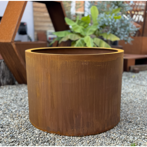 Jardinière et bac Corten Cylindrique avec bordure sur-mesure - AGtrema