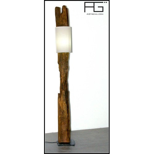 Lampe en bois flotté, poutre de bois, artisanat d'Alsace - AGtrema