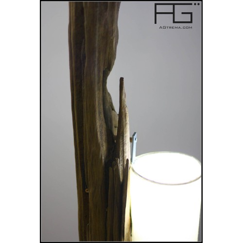 Lampe en bois flotté, poutre de bois, artisanat d'Alsace - AGtrema