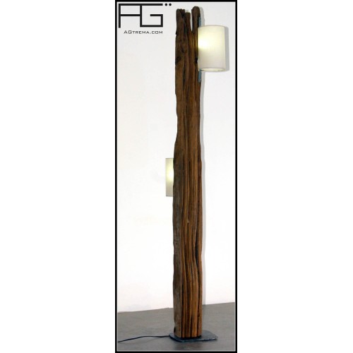Lampe en bois flotté, poutre de bois, artisanat d'Alsace - AGtrema