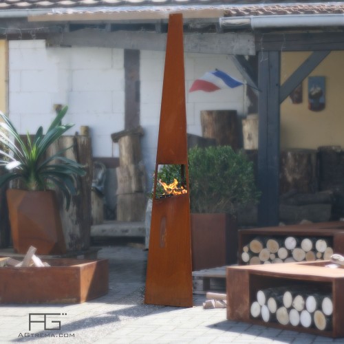 Brasero cheminée en acier Corten Vertex, fabriqué en France - AGtrema