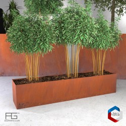 Bac a plantes en acier corten made in france, jardiniere Recta