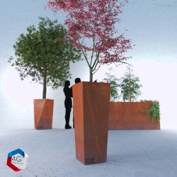 Bac a plantes, jardiniere évasée carrée pătŭlus